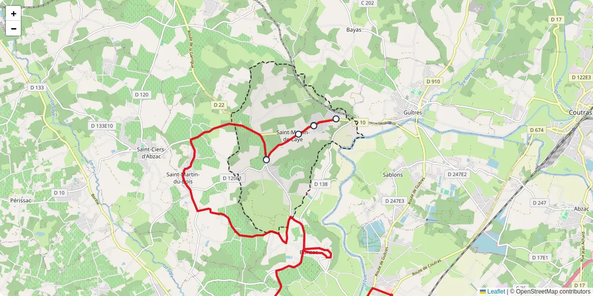 Carte du réseau de transport en commun à Saint-Martin-de-Laye - lignes de bus et arrêts