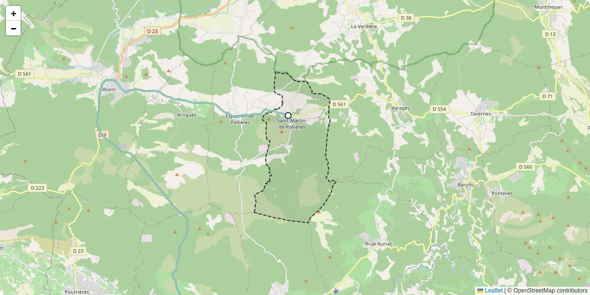 Carte du réseau de transport en commun à Saint-Martin-de-Pallières - lignes de bus et arrêts
