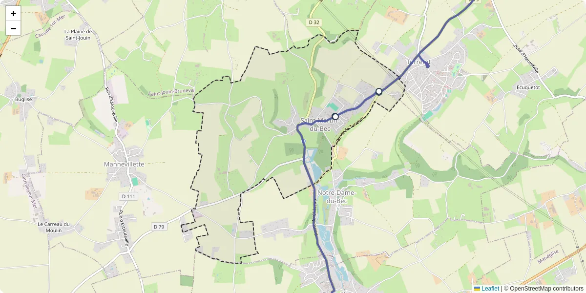 Carte du réseau de transport en commun à Saint-Martin-du-Bec - lignes de bus et arrêts