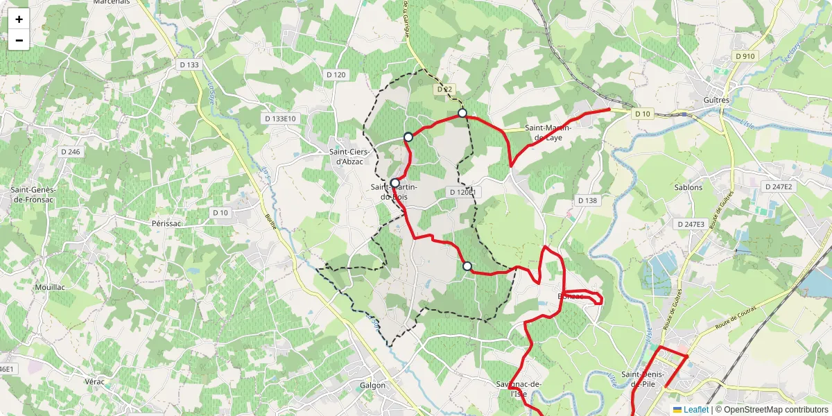 Carte du réseau de transport en commun à Saint-Martin-du-Bois - lignes de bus et arrêts
