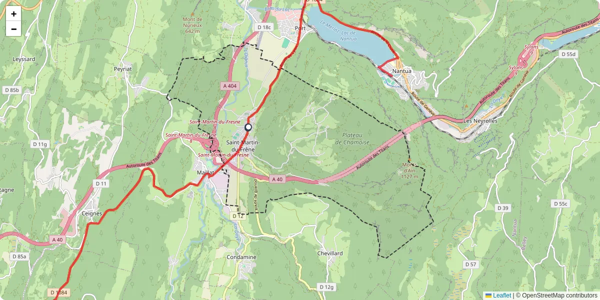 Carte du réseau de transport en commun à Saint-Martin-du-Frêne - lignes de bus et arrêts