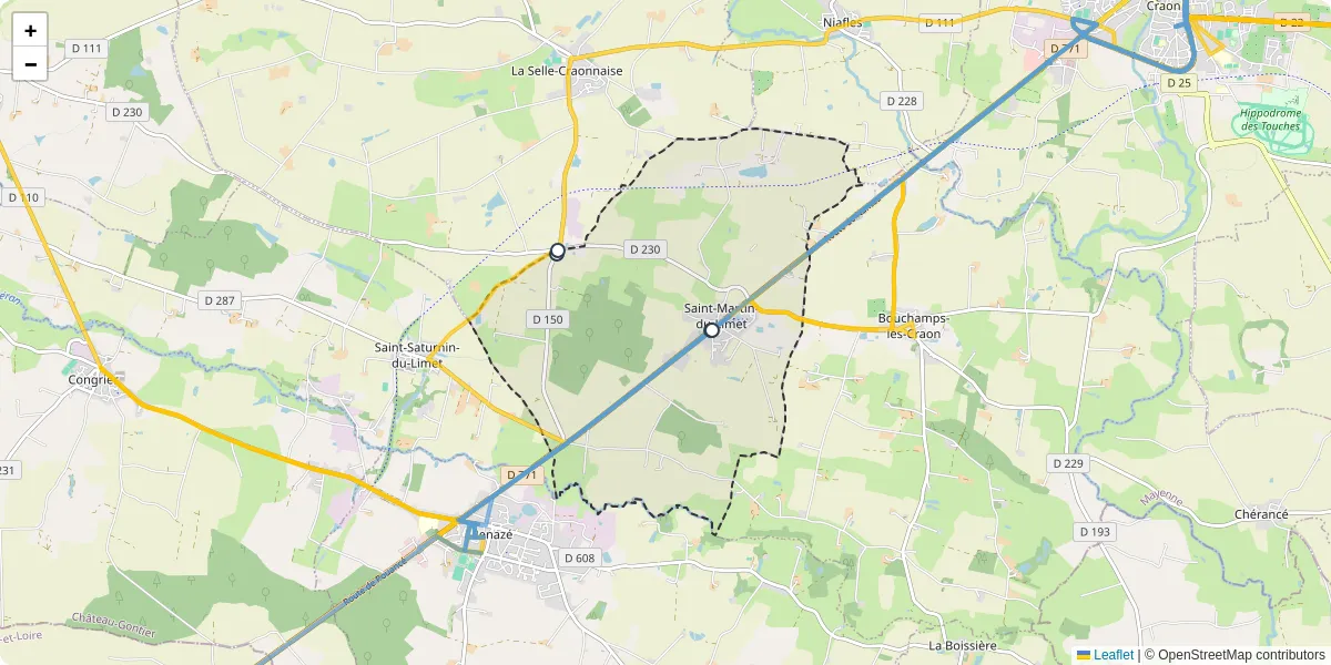 Carte du réseau de transport en commun à Saint-Martin-du-Limet - lignes de bus et arrêts
