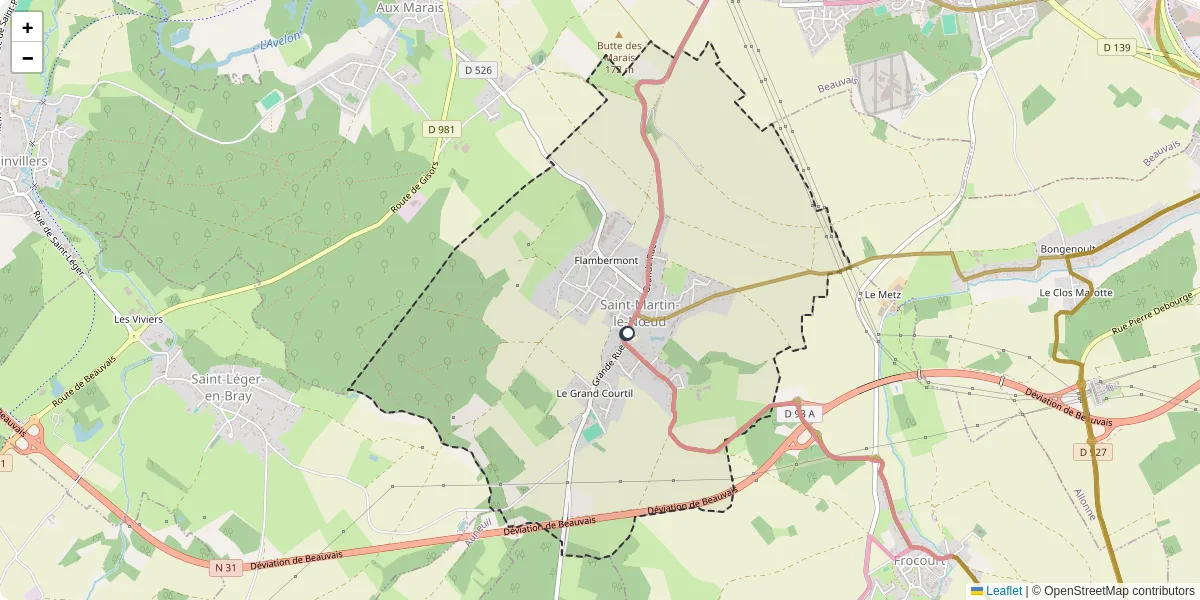 Carte du réseau de transport en commun à Saint-Martin-le-Nœud - lignes de bus et arrêts