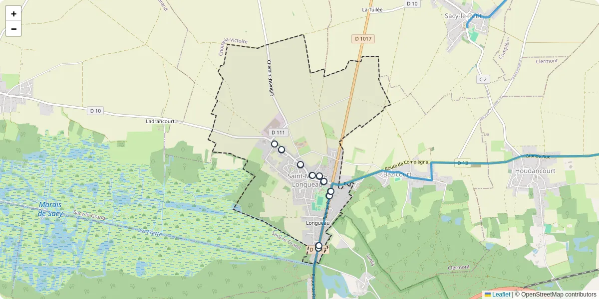 Carte du réseau de transport en commun à Saint-Martin-Longueau - lignes de bus et arrêts