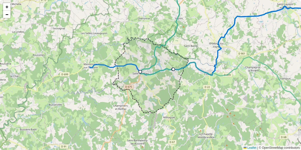 Carte du réseau de transport en commun à Saint-Mathieu - lignes de bus et arrêts