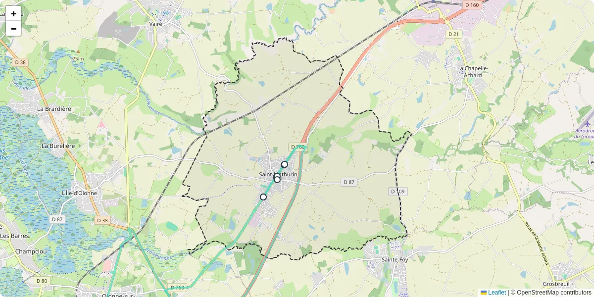 Carte du réseau de transport en commun à Saint-Mathurin - lignes de bus et arrêts