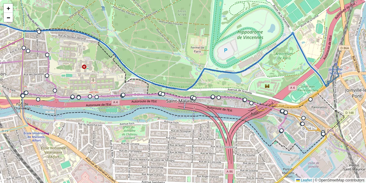 Carte du réseau de transport en commun à Saint-Maurice - lignes de bus et arrêts