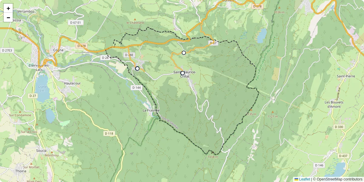 Carte du réseau de transport en commun à Saint-Maurice-Crillat - lignes de bus et arrêts