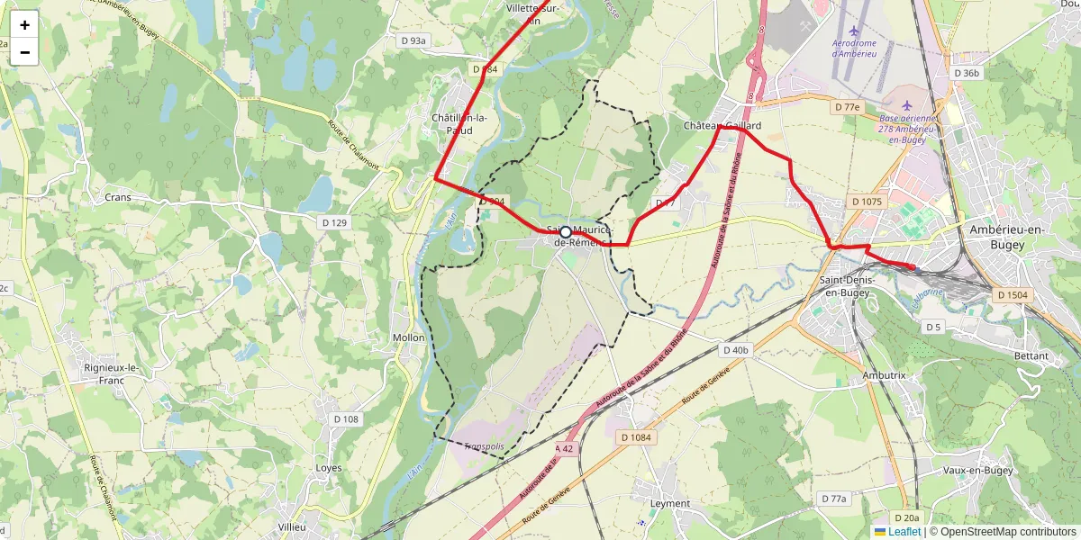 Carte du réseau de transport en commun à Saint-Maurice-de-Rémens - lignes de bus et arrêts