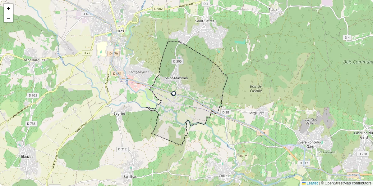 Carte du réseau de transport en commun à Saint-Maximin - lignes de bus et arrêts