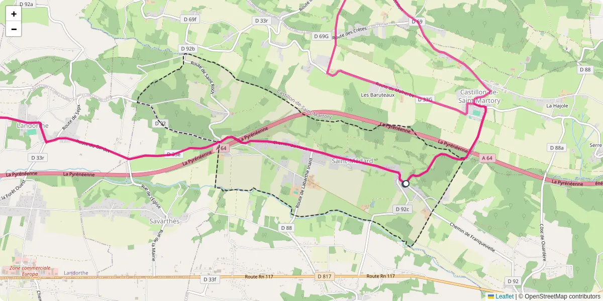 Carte du réseau de transport en commun à Saint-Médard - lignes de bus et arrêts