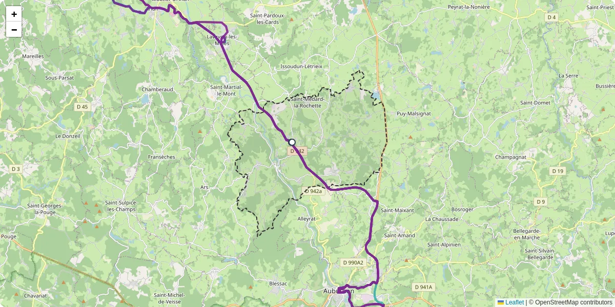 Carte du réseau de transport en commun à Saint-Médard-la-Rochette - lignes de bus et arrêts