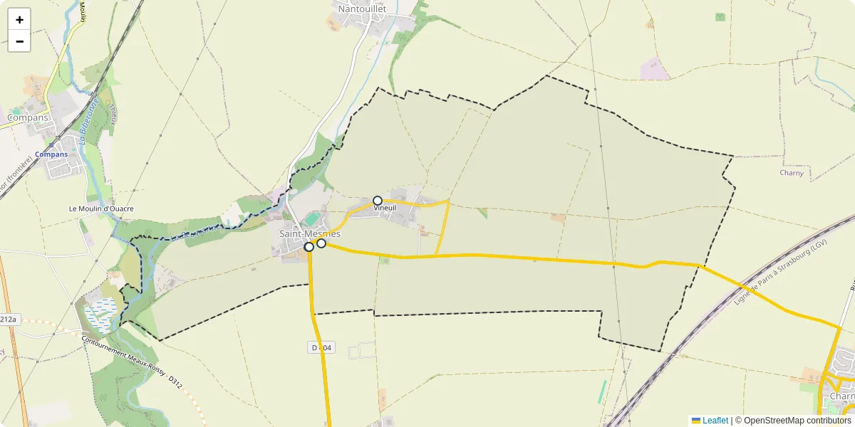 Carte du réseau de transport en commun à Saint-Mesmes - lignes de bus et arrêts