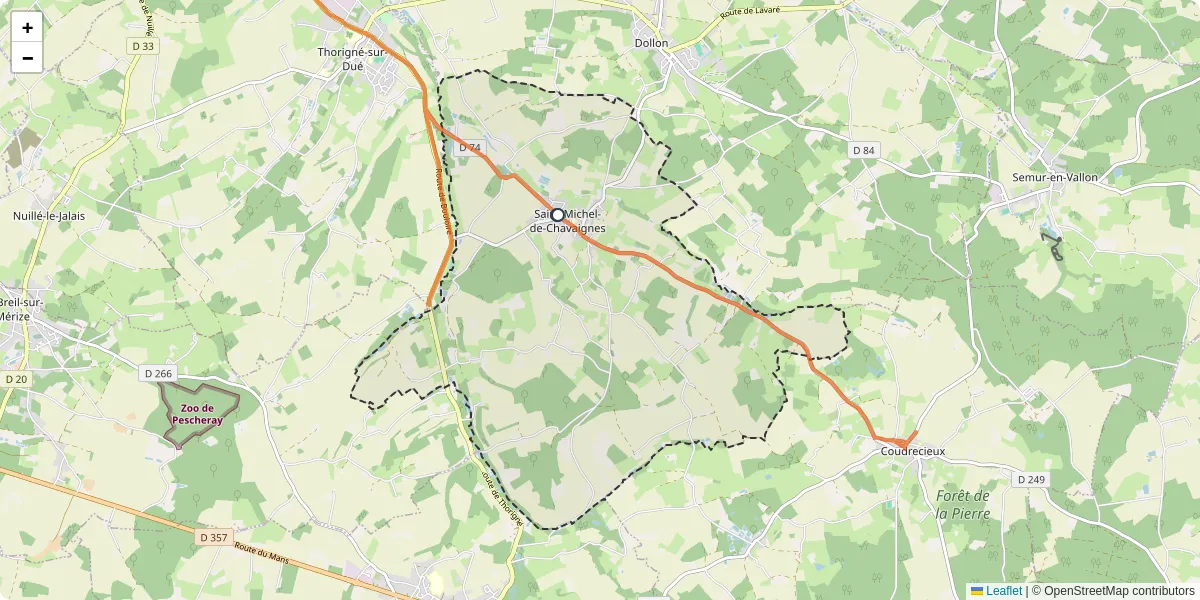 Carte du réseau de transport en commun à Saint-Michel-de-Chavaignes - lignes de bus et arrêts