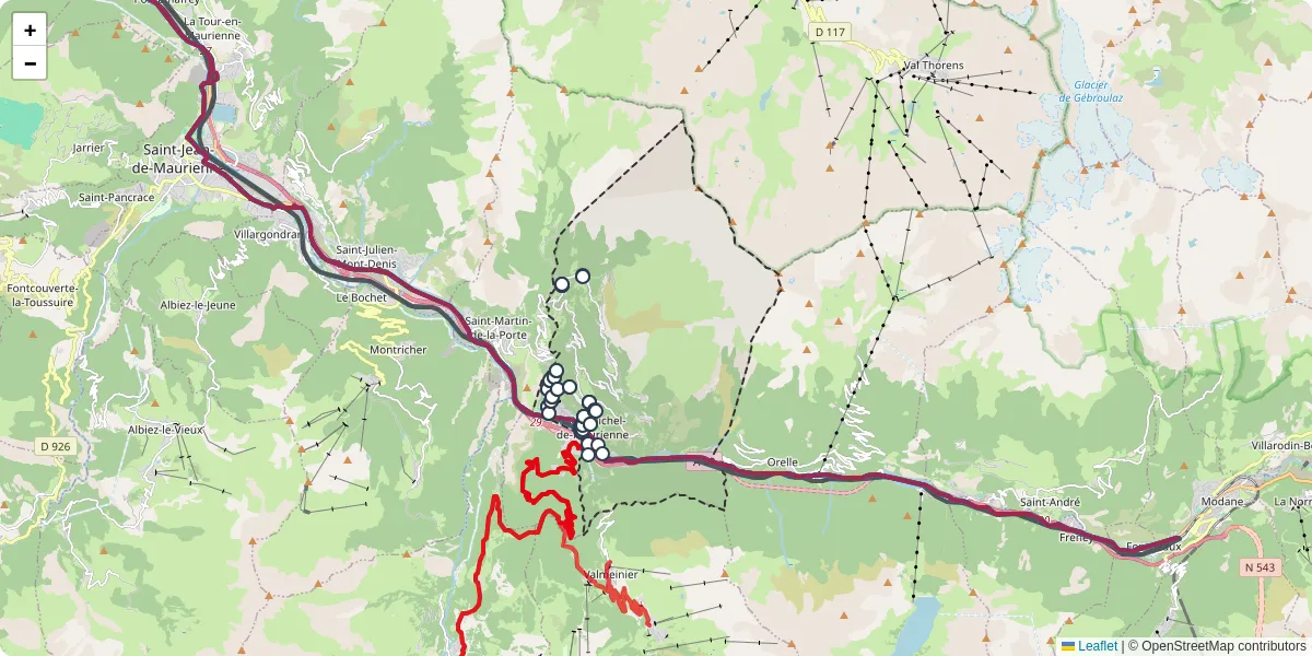 Carte du réseau de transport en commun à Saint-Michel-de-Maurienne - lignes de bus et arrêts