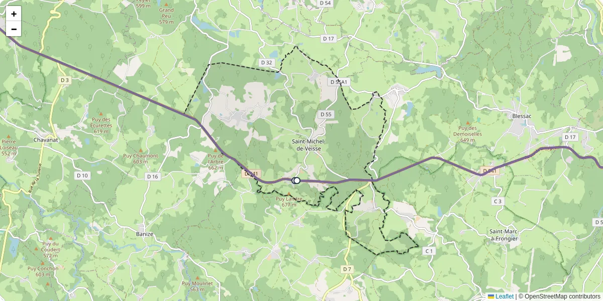 Carte du réseau de transport en commun à Saint-Michel-de-Veisse - lignes de bus et arrêts