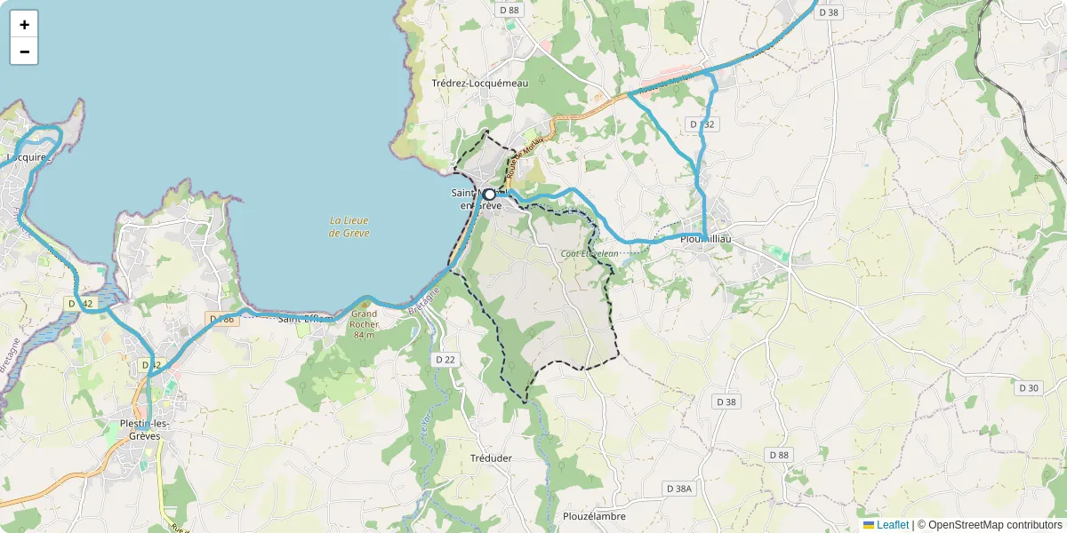 Carte du réseau de transport en commun à Saint-Michel-en-Grève - lignes de bus et arrêts