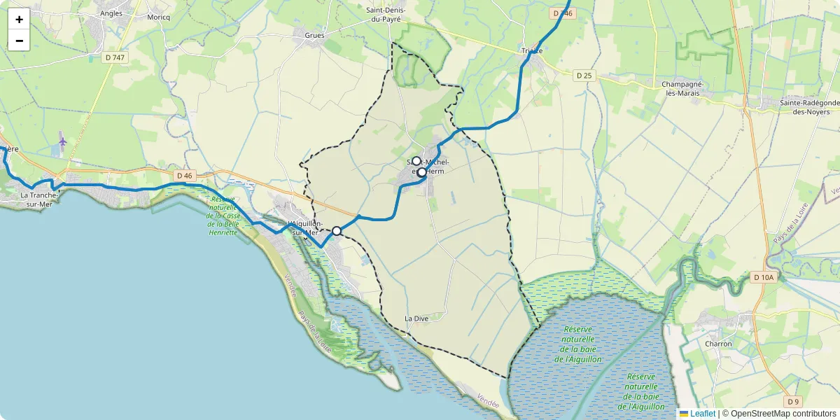 Carte du réseau de transport en commun à Saint-Michel-en-l'Herm - lignes de bus et arrêts