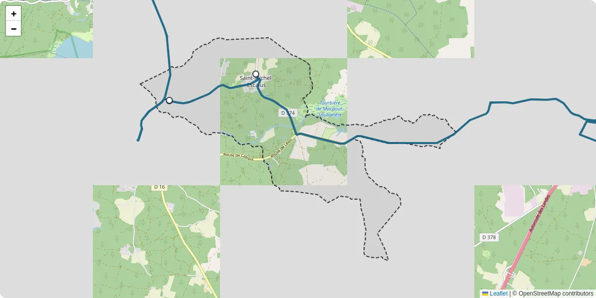 Carte du réseau de transport en commun à Saint-Michel-Escalus - lignes de bus et arrêts