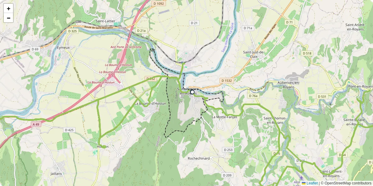 Carte du réseau de transport en commun à Saint-Nazaire-en-Royans - lignes de bus et arrêts