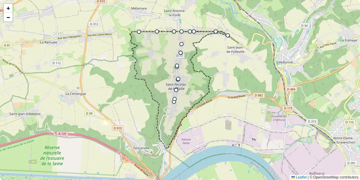 Carte du réseau de transport en commun à Saint-Nicolas-de-la-Taille - lignes de bus et arrêts