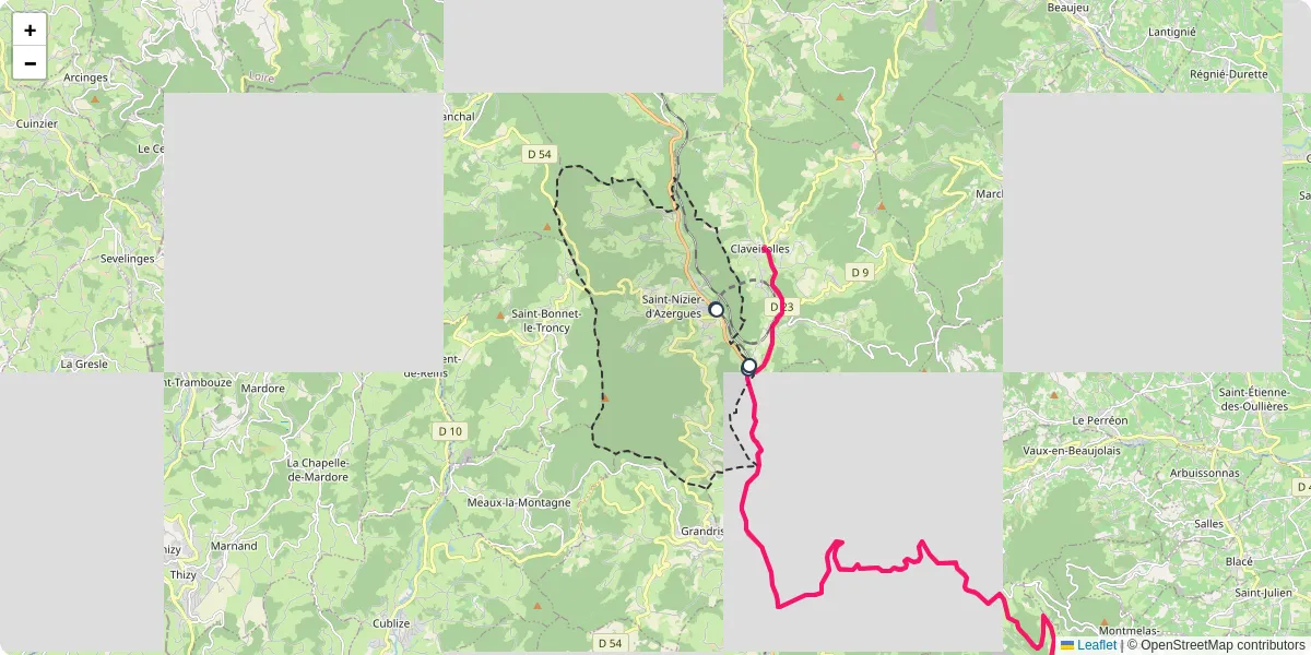 Carte du réseau de transport en commun à Saint-Nizier-d'Azergues - lignes de bus et arrêts