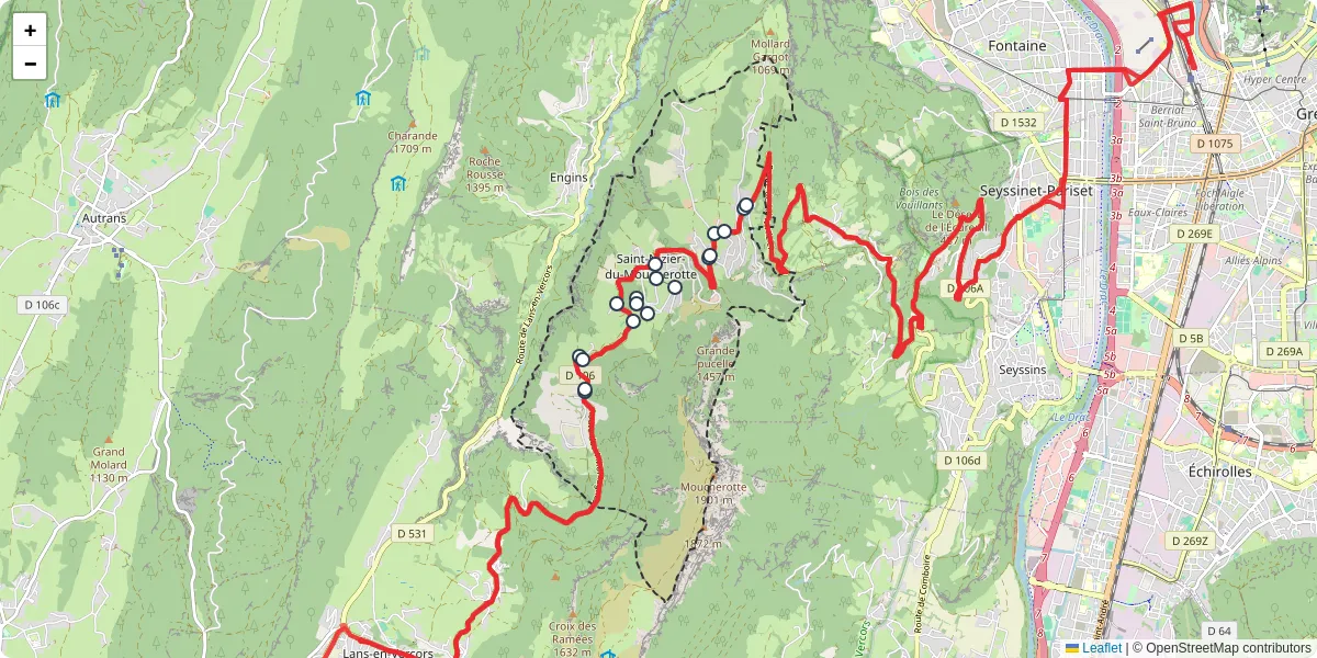 Carte du réseau de transport en commun à Saint-Nizier-du-Moucherotte - lignes de bus et arrêts