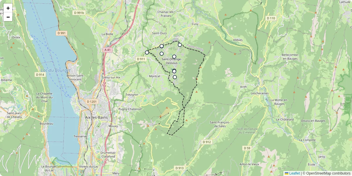 Carte du réseau de transport en commun à Saint-Offenge - lignes de bus et arrêts