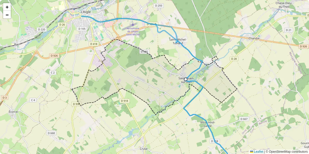 Carte du réseau de transport en commun à Saint-Ouen-sur-Iton - lignes de bus et arrêts