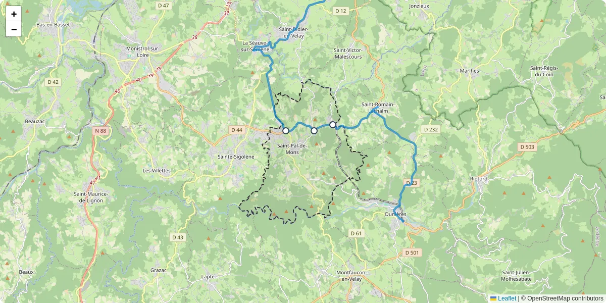 Carte du réseau de transport en commun à Saint-Pal-de-Mons - lignes de bus et arrêts