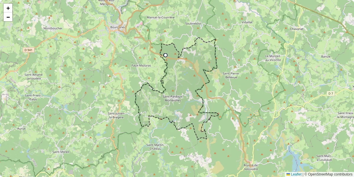 Carte du réseau de transport en commun à Saint-Pardoux-Morterolles - lignes de bus et arrêts