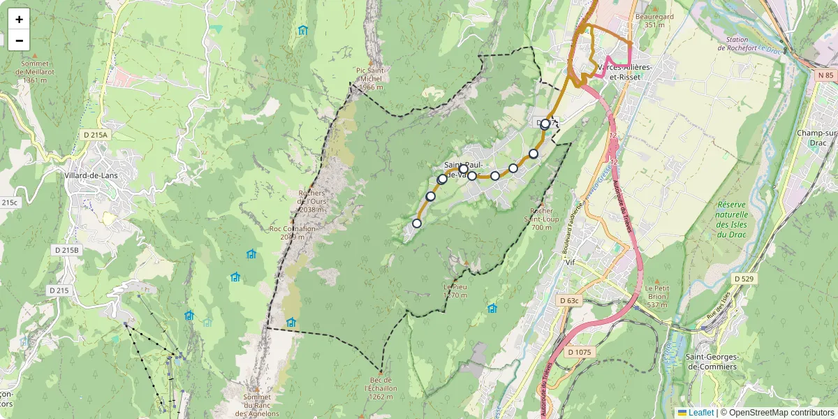 Carte du réseau de transport en commun à Saint-Paul-de-Varces - lignes de bus et arrêts