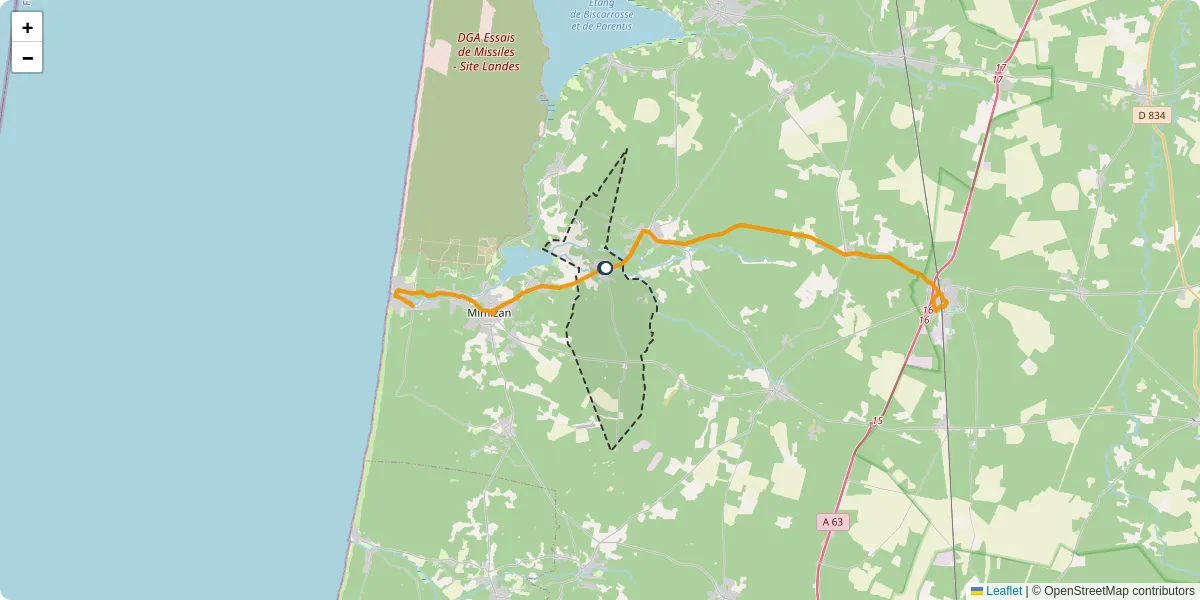Carte du réseau de transport en commun à Saint-Paul-en-Born - lignes de bus et arrêts
