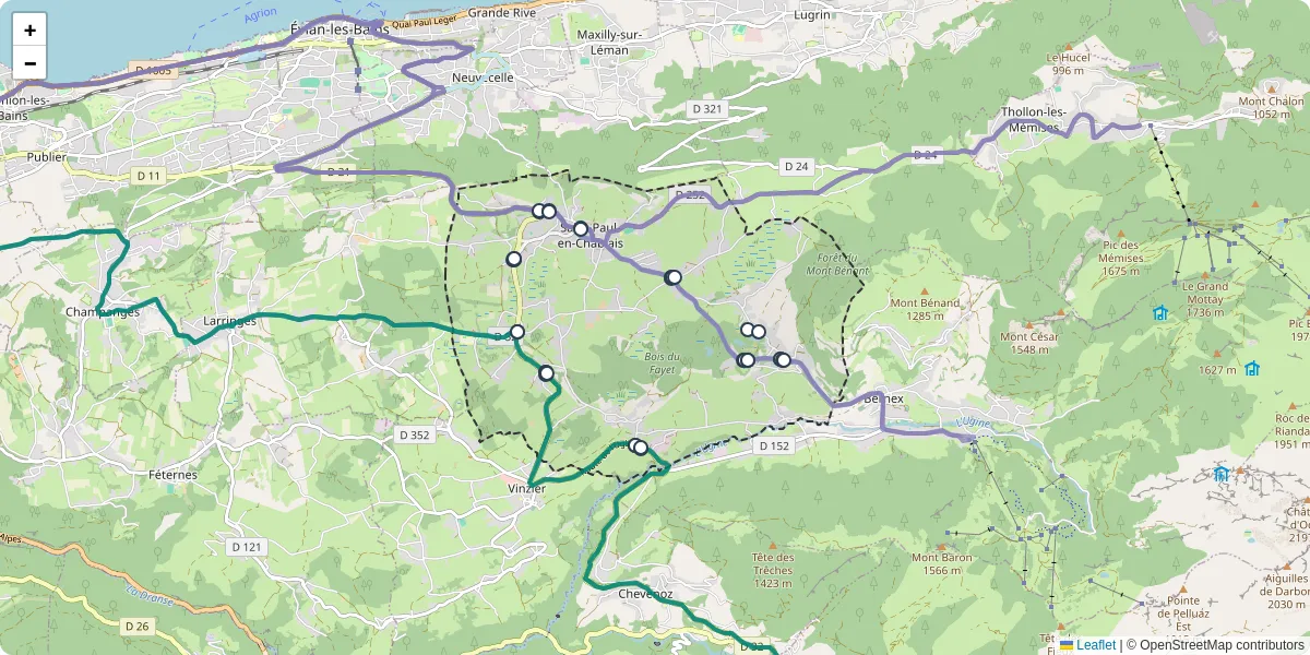 Carte du réseau de transport en commun à Saint-Paul-en-Chablais - lignes de bus et arrêts
