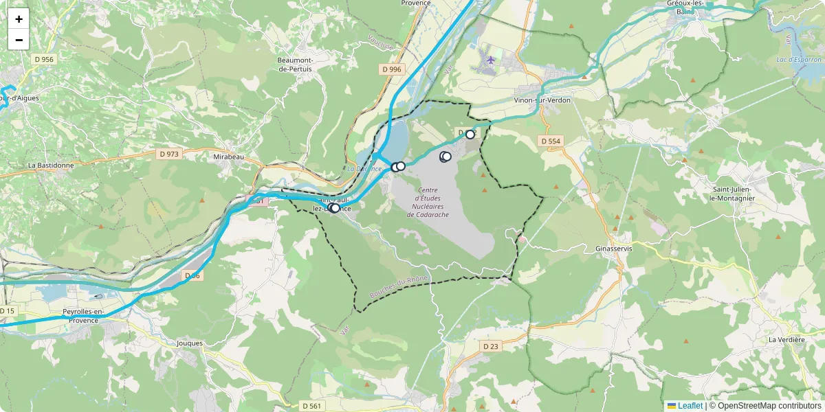Carte du réseau de transport en commun à Saint-Paul-lès-Durance - lignes de bus et arrêts