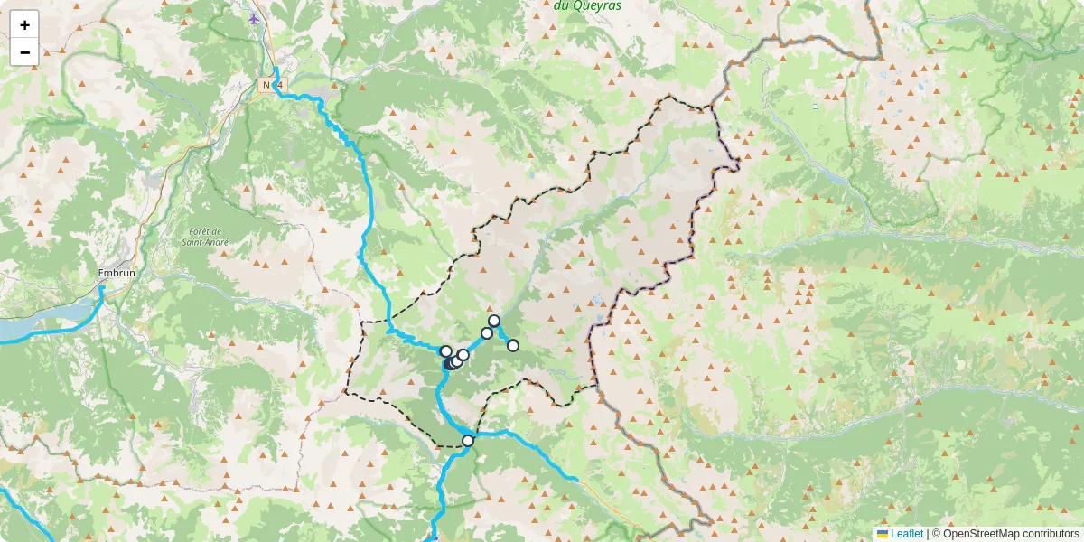 Carte du réseau de transport en commun à Saint-Paul-sur-Ubaye - lignes de bus et arrêts