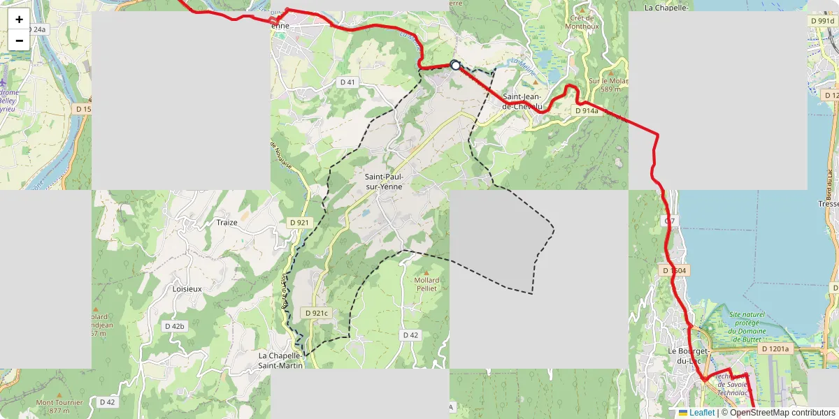 Carte du réseau de transport en commun à Saint-Paul-sur-Yenne - lignes de bus et arrêts