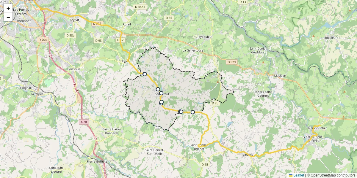 Carte du réseau de transport en commun à Saint-Paul - lignes de bus et arrêts