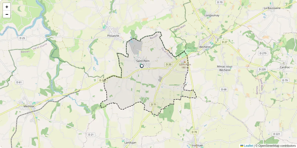 Carte du réseau de transport en commun à Saint-Pern - lignes de bus et arrêts