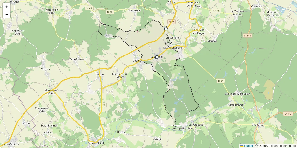 Carte du réseau de transport en commun à Saint-Phal - lignes de bus et arrêts