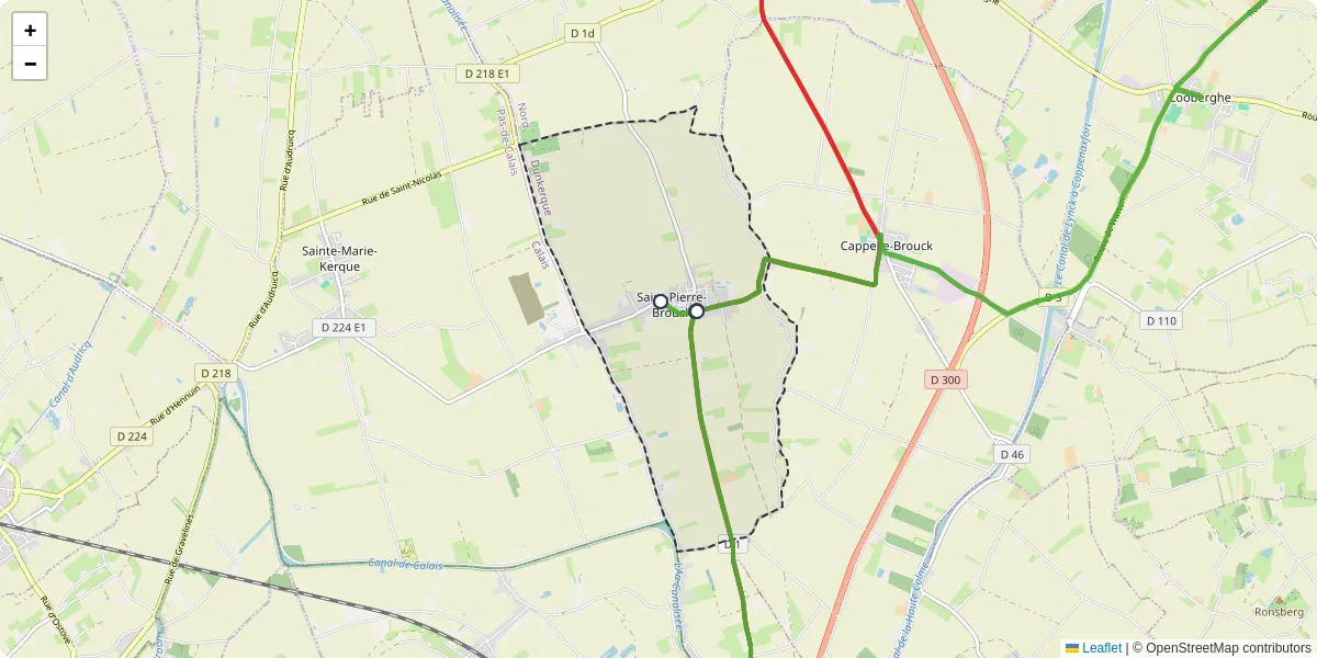 Carte du réseau de transport en commun à Saint-Pierre-Brouck - lignes de bus et arrêts