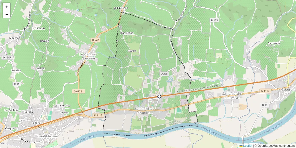 Carte du réseau de transport en commun à Saint-Pierre-d'Aurillac - lignes de bus et arrêts