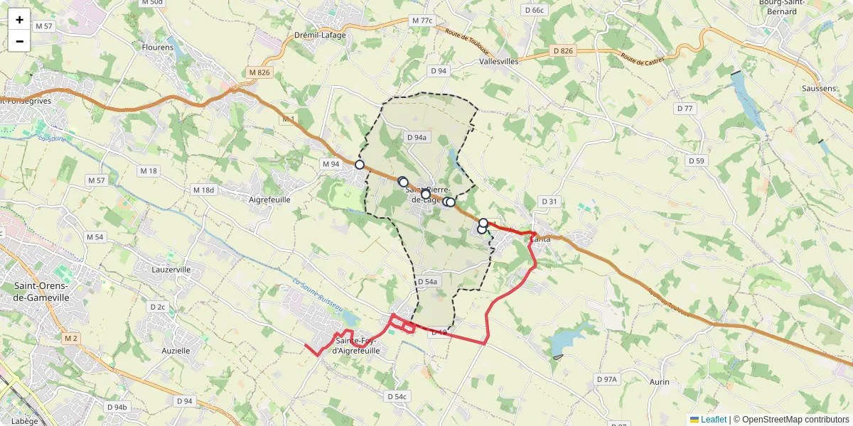 Carte du réseau de transport en commun à Saint-Pierre-de-Lages - lignes de bus et arrêts