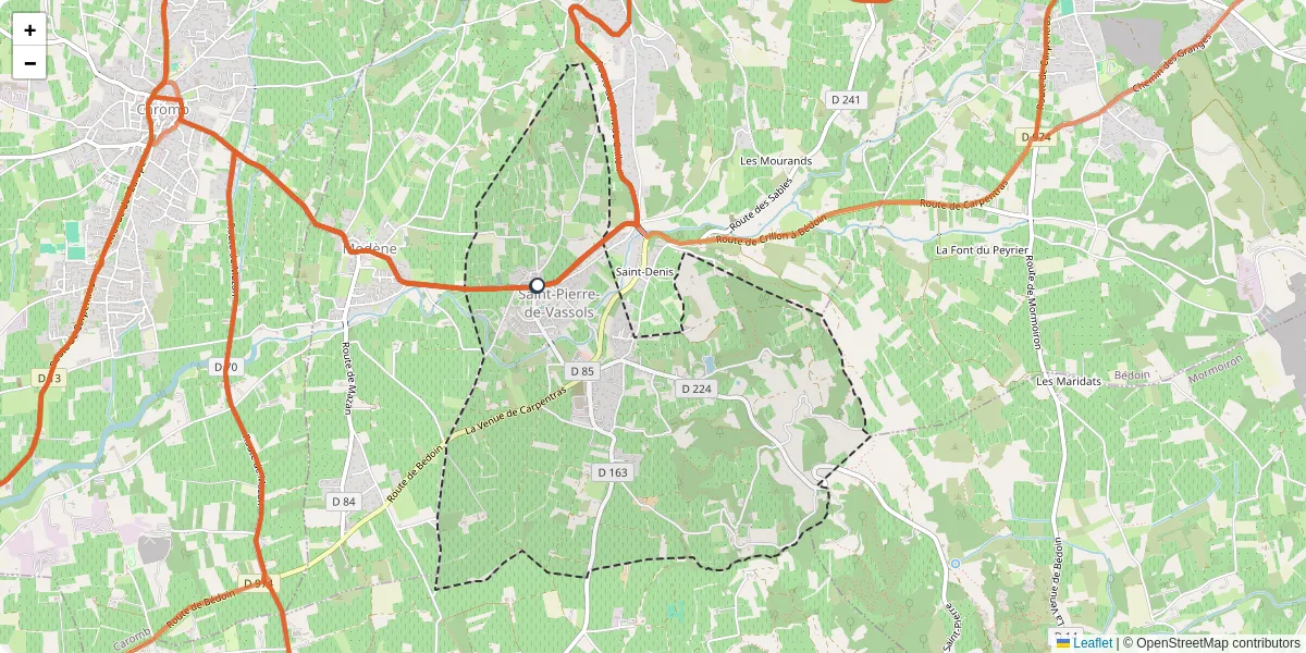 Carte du réseau de transport en commun à Saint-Pierre-de-Vassols - lignes de bus et arrêts