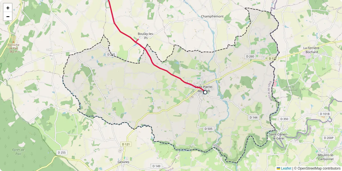 Carte du réseau de transport en commun à Saint-Pierre-des-Nids - lignes de bus et arrêts