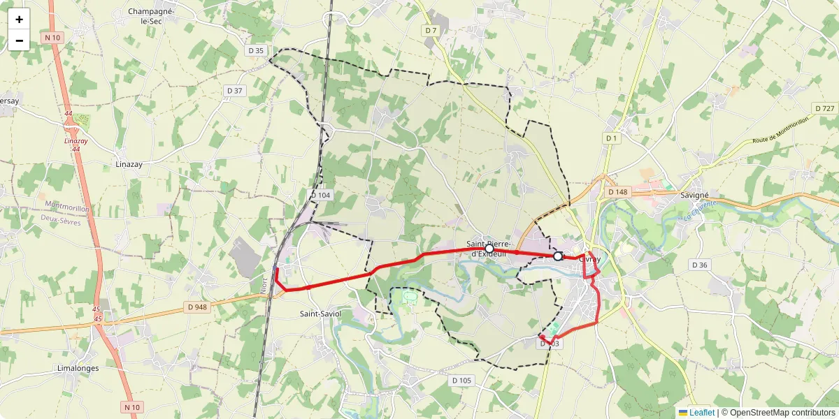 Carte du réseau de transport en commun à Saint-Pierre-d'Exideuil - lignes de bus et arrêts