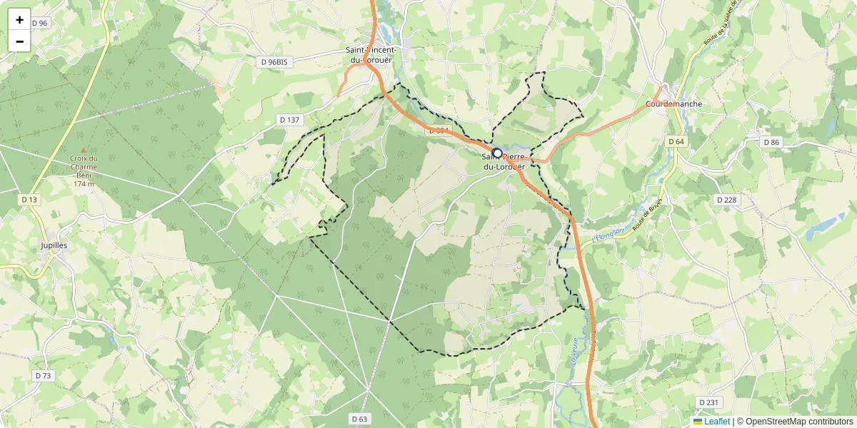 Carte du réseau de transport en commun à Saint-Pierre-du-Lorouër - lignes de bus et arrêts