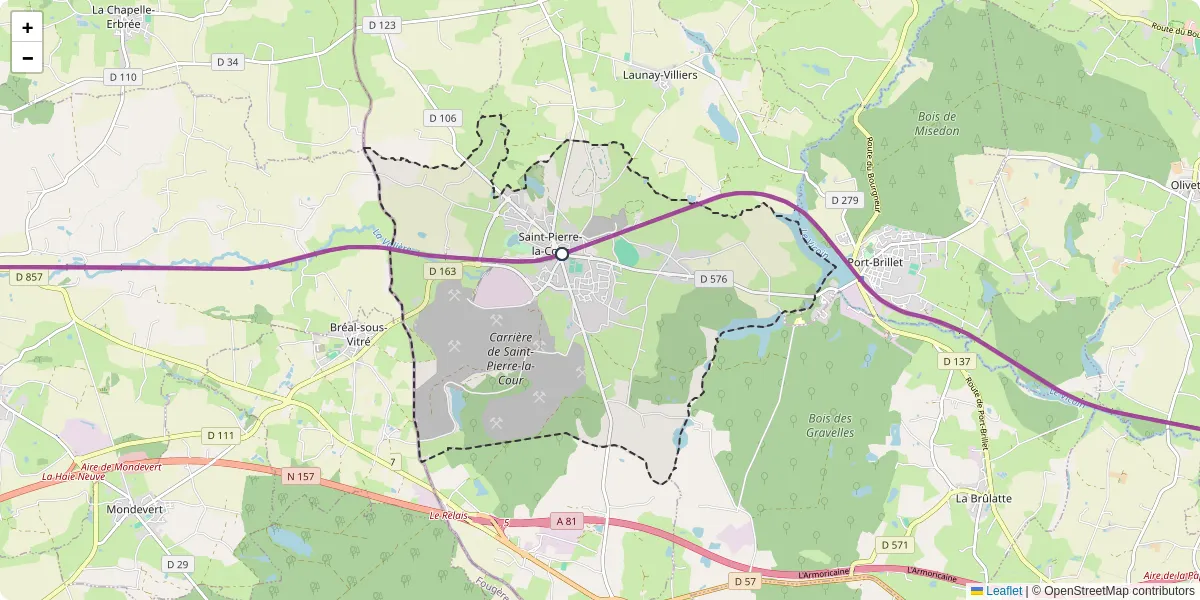 Carte du réseau de transport en commun à Saint-Pierre-la-Cour - lignes de bus et arrêts