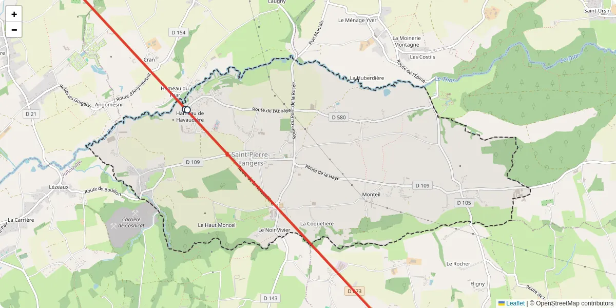 Carte du réseau de transport en commun à Saint-Pierre-Langers - lignes de bus et arrêts