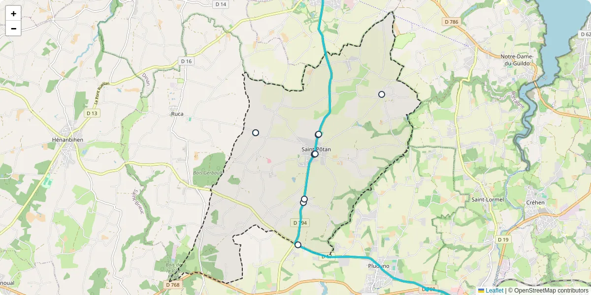 Carte du réseau de transport en commun à Saint-Pôtan - lignes de bus et arrêts